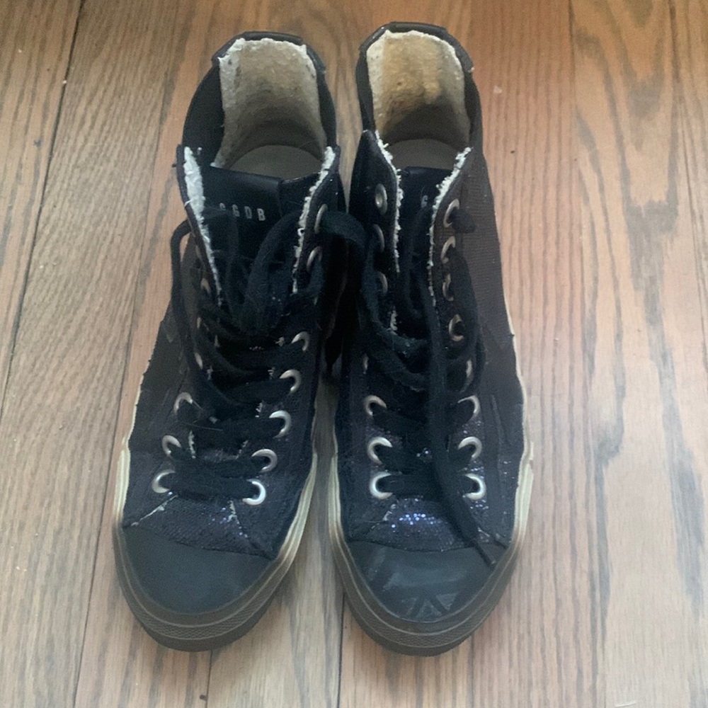 Golden Goose Deluxe Glitter Francy High Tops in Navy